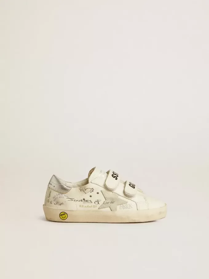 Old School Young met suède ster en metallic leren hielstuk