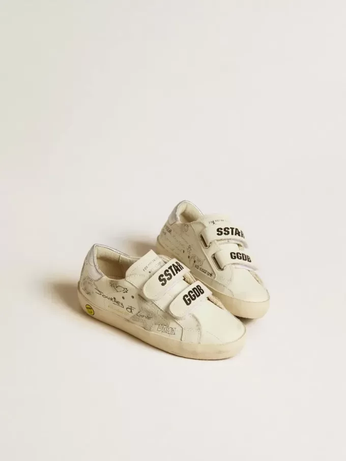 Old School Young met suède ster en metallic leren hielstuk