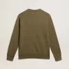 Olijfgroen herensweatshirt met gouden letters