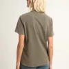 Olijfgroen T-shirt met normale pasvorm en gouden letters op de voorkant