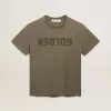 Olijfgroen T-shirt voor heren met gouden letters