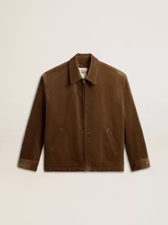 Olijfgroene corduroy jas voor heren