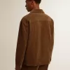 Olijfgroene corduroy jas voor heren
