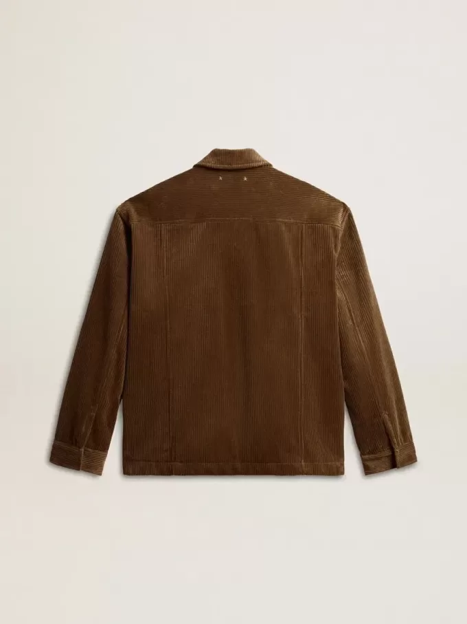 Olijfgroene corduroy jas voor heren