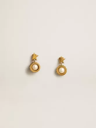 Oorbellen met gouden ster en parel