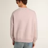 Oudroze unisex sweatshirt met ronde hals en groene logoprint