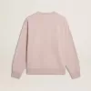 Oudroze unisex sweatshirt met ronde hals en groene logoprint