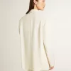 Oversized jasje met enkele knoopsluiting in wit met zijde-effect en borduursels.