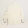 Oversized jasje met enkele knoopsluiting in wit met zijde-effect en borduursels.