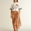 Oversized kort T-shirt voor dames in witte jersey met borduursel en ‘Venezia Mediterraneo’-print.