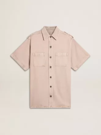 Oversized roze geverfd denim shirt voor dames