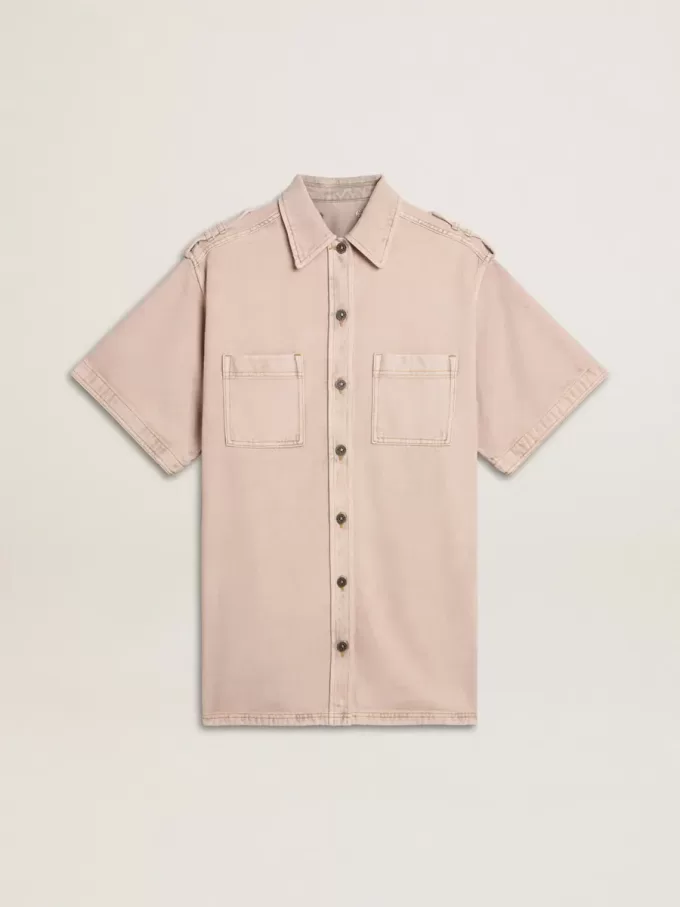 Oversized roze geverfd denim shirt voor dames