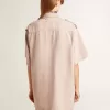 Oversized roze geverfd denim shirt voor dames