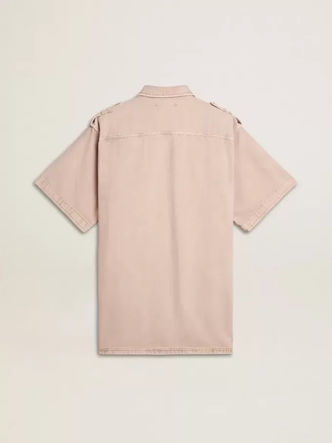 Oversized roze geverfd denim shirt voor dames