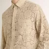 Oversized shirt in crèmekleurig doorschijnend kant