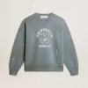 Oversized sweatshirt in babyblauw met distressed afwerking