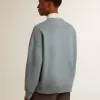 Oversized sweatshirt in babyblauw met distressed afwerking