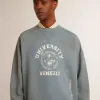 Oversized sweatshirt in babyblauw met distressed afwerking