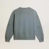 Oversized sweatshirt in babyblauw met distressed afwerking