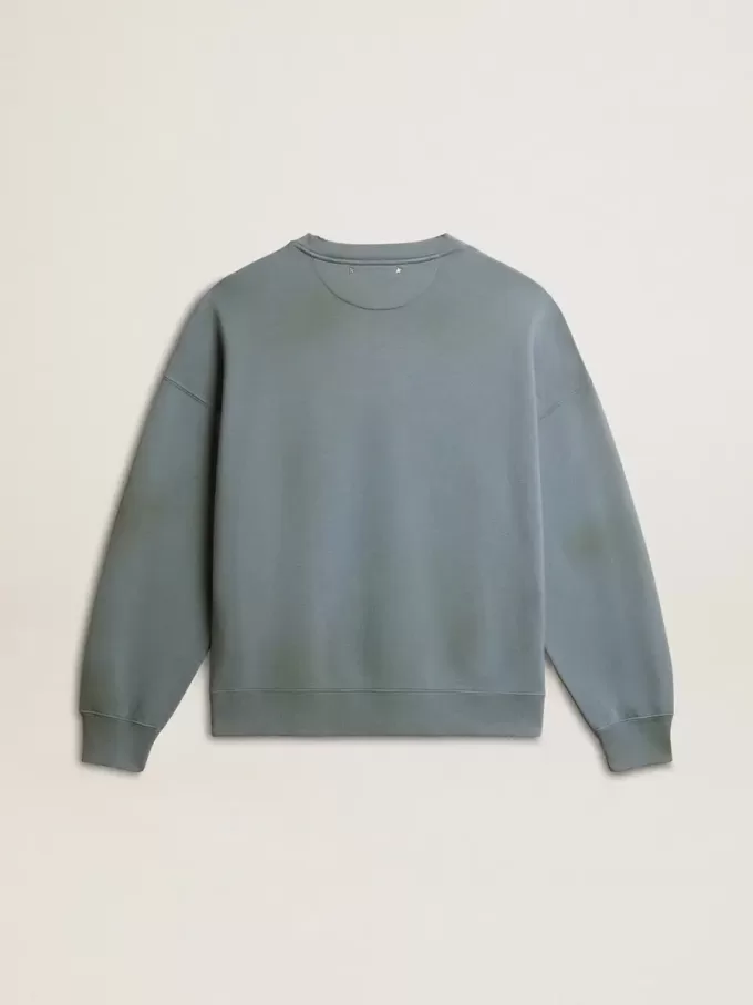 Oversized sweatshirt in babyblauw met distressed afwerking