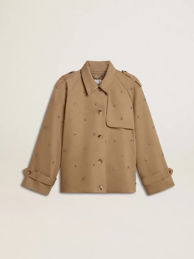 Oversized trenchcoat voor dames met kristallen