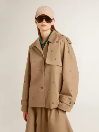 Oversized trenchcoat voor dames met kristallen