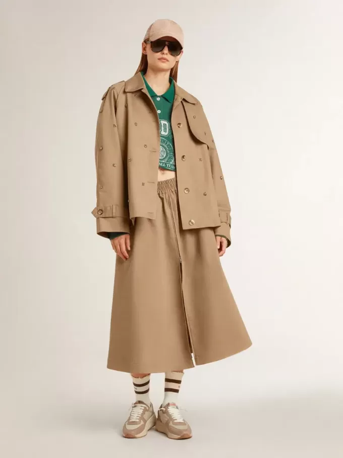 Oversized trenchcoat voor dames met kristallen