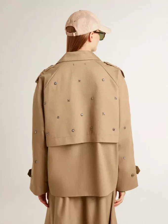 Oversized trenchcoat voor dames met kristallen