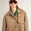 Oversized trenchcoat voor dames met kristallen