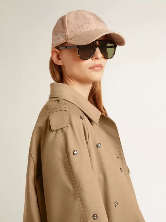 Oversized trenchcoat voor dames met kristallen