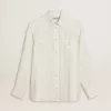 Oversized wit herenoverhemd met verticale strepen