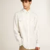 Oversized wit herenoverhemd met verticale strepen