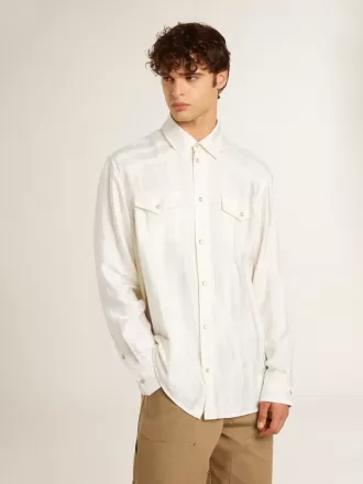 Oversized wit herenoverhemd met verticale strepen