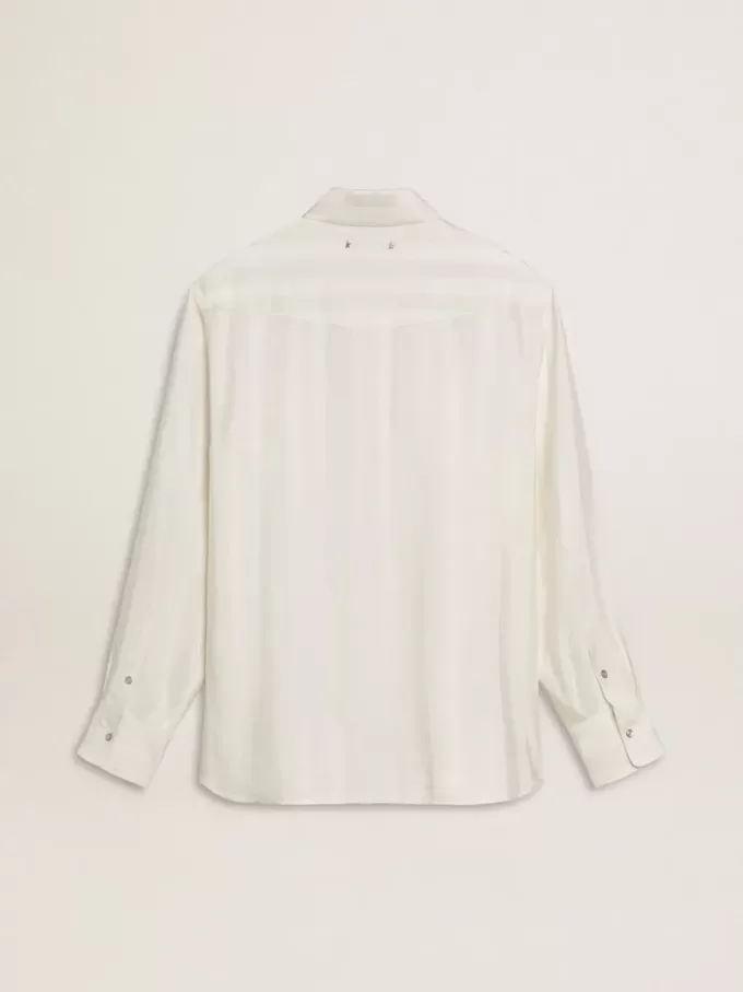 Oversized wit herenoverhemd met verticale strepen