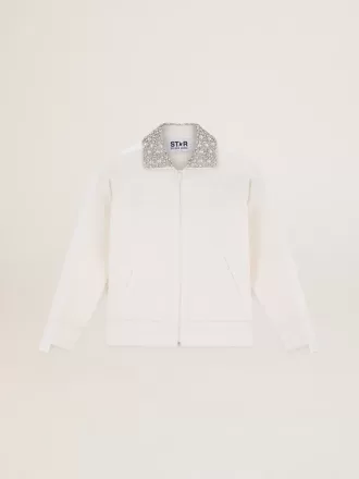 Papyrus wit Denise Star Collection sweatshirt met ritssluiting en kristallen kraag