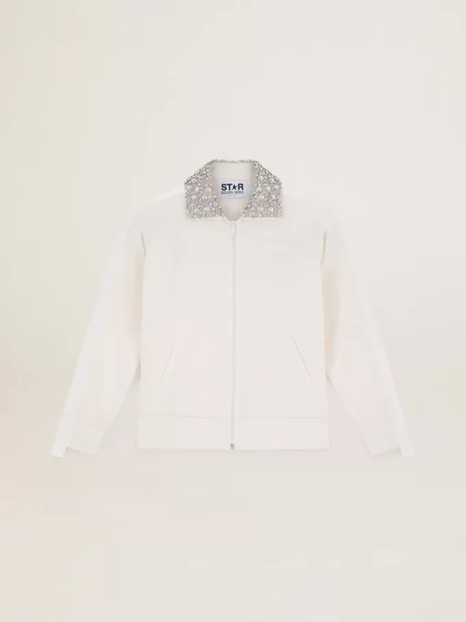 Papyrus wit Denise Star Collection sweatshirt met ritssluiting en kristallen kraag