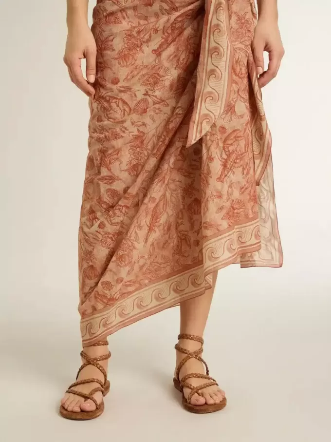 Penelope platte sandalen voor dames in tabaksleer met suède zool