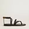 Penelope platte sandalen voor dames in zwart leer