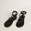 Penelope platte sandalen voor dames in zwart leer