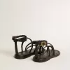 Penelope platte sandalen voor dames in zwart leer