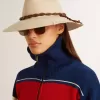 Pergamentkleurige fedora-hoed met leren band