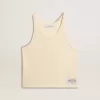 Pergamentkleurige mouwloze top