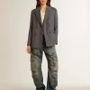 Pergamentkleurige mouwloze top