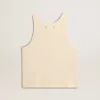 Pergamentkleurige mouwloze top