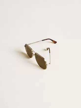 Pilotenbril met zilveren montuur en groene glazen