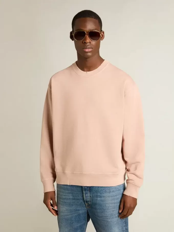 Poederroze sweatshirt met omgekeerd logo op de achterkant – Jersey Capsule