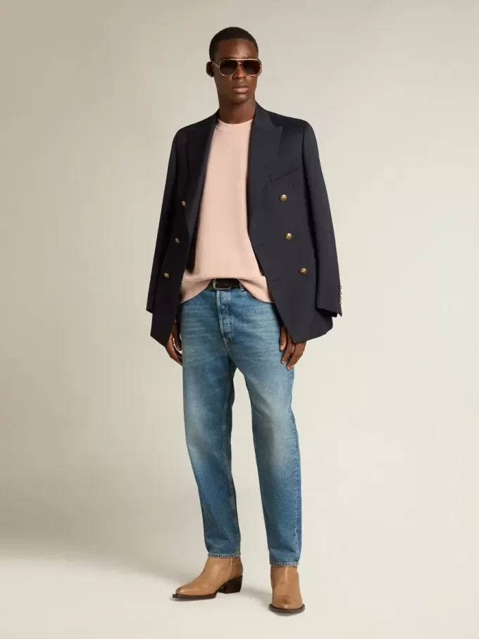 Poederroze sweatshirt met omgekeerd logo op de achterkant – Jersey Capsule