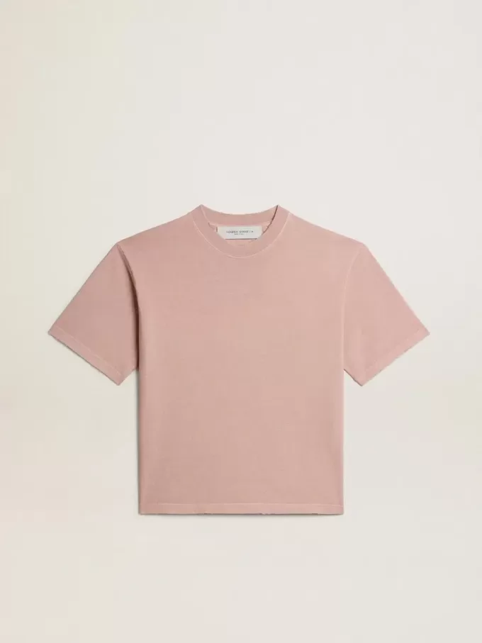 Poederroze T-shirt met omgekeerd logo op de achterkant – Jersey Capsule