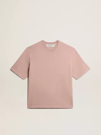 Poederroze T-shirt met omgekeerd logo op de achterkant – Jersey Capsule