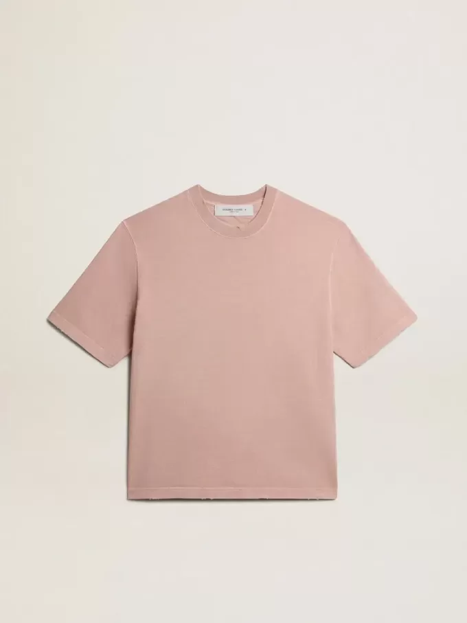 Poederroze T-shirt met omgekeerd logo op de achterkant – Jersey Capsule